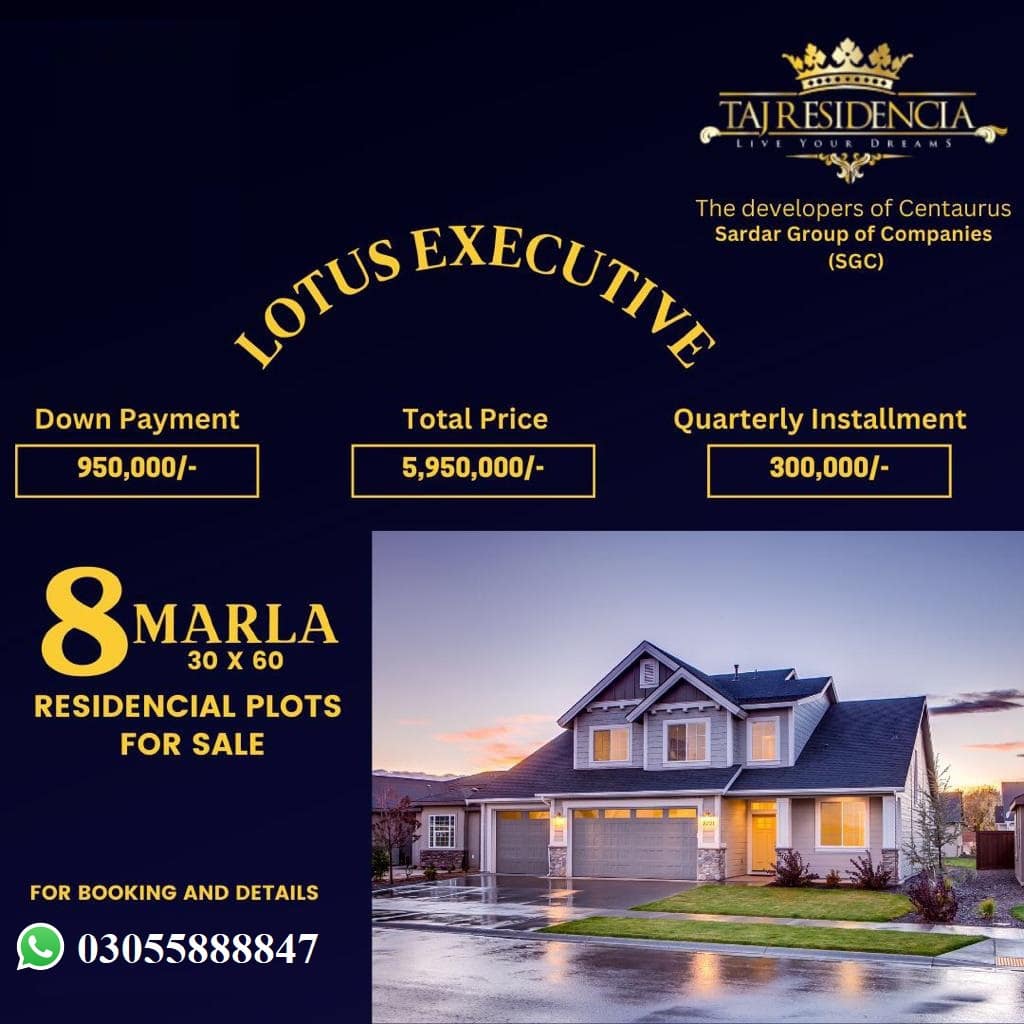 Taj Residencia Islamabad Rawalpindi 8 Marla Payment Plan